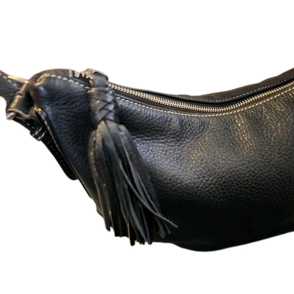 Y2K Black Pebbles Leather Ralph Lauren Shoulder Bag